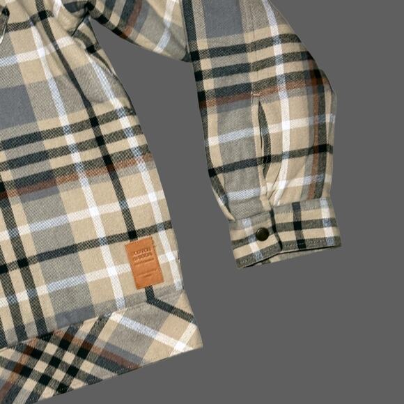 Scotch & Soda Sherpa Lined Plaid Flannel Eisenhower Jacket Mocha Mens L NWT - Picture 2 of 10